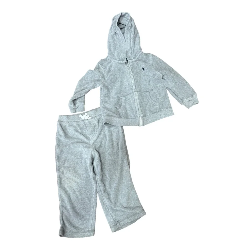 Polo Ralph Lauren‎ Toddler Boys Gray Fleece Hoodie and Sweatpants Set 18M